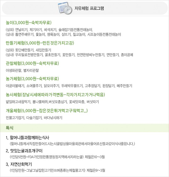 자유체험 프로그램